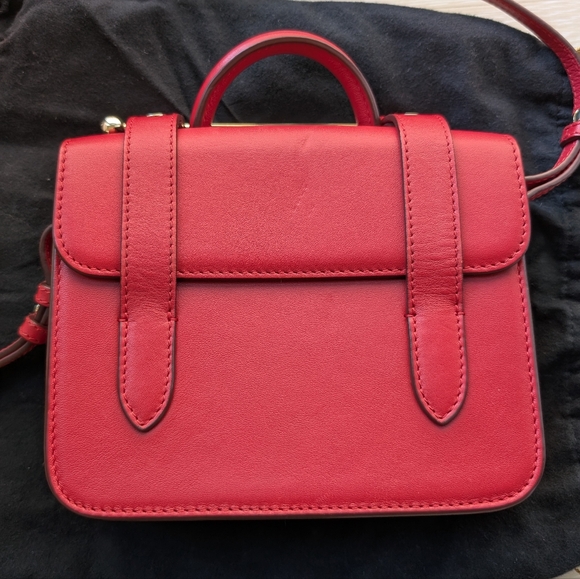 [Strathberry] Authentic Ruby Red Nano Tote Gold Hardware with Leather Strap - Picture 7 of 15